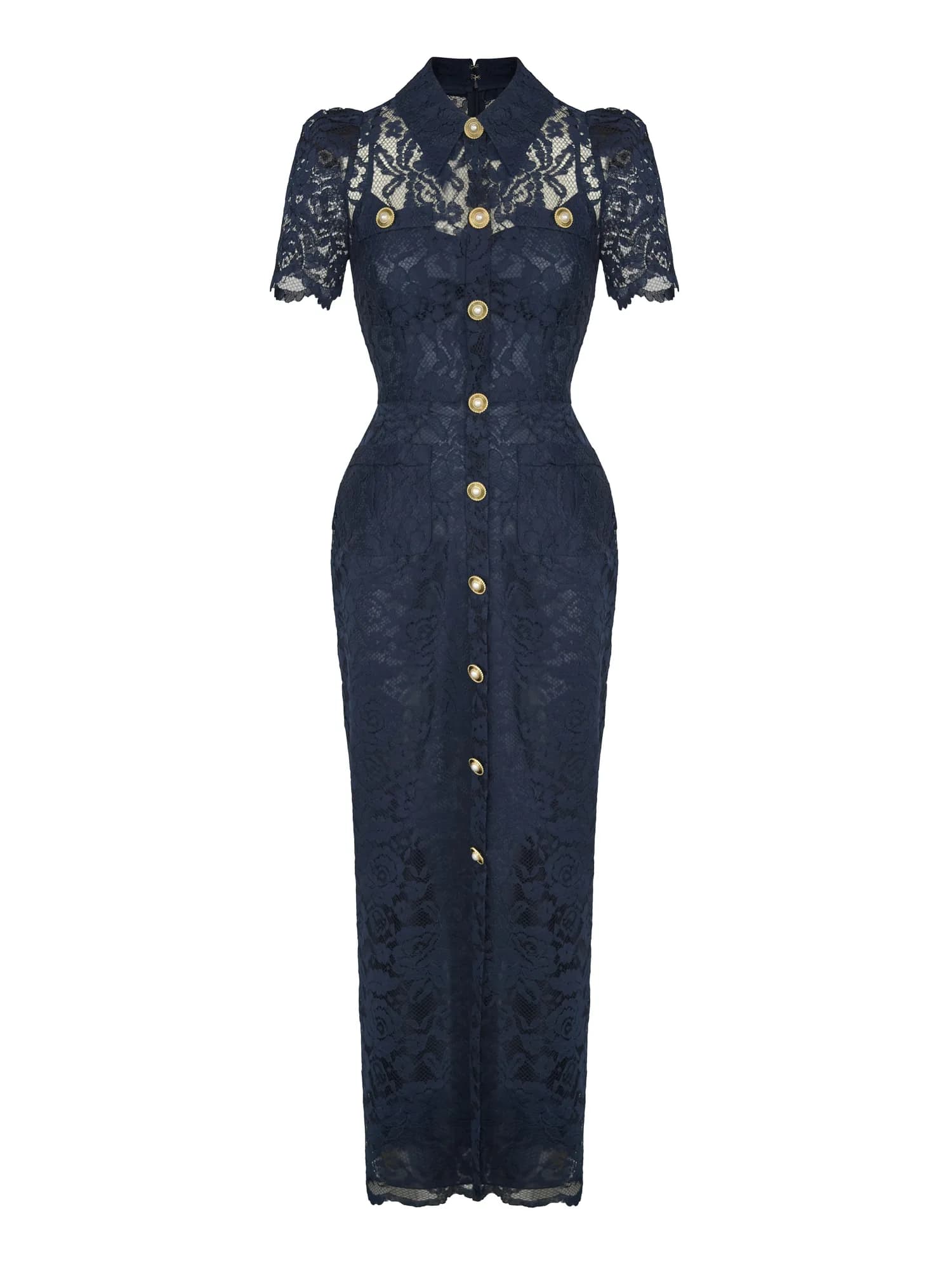 Кружевное платье «Navy» с коротким рукавом
